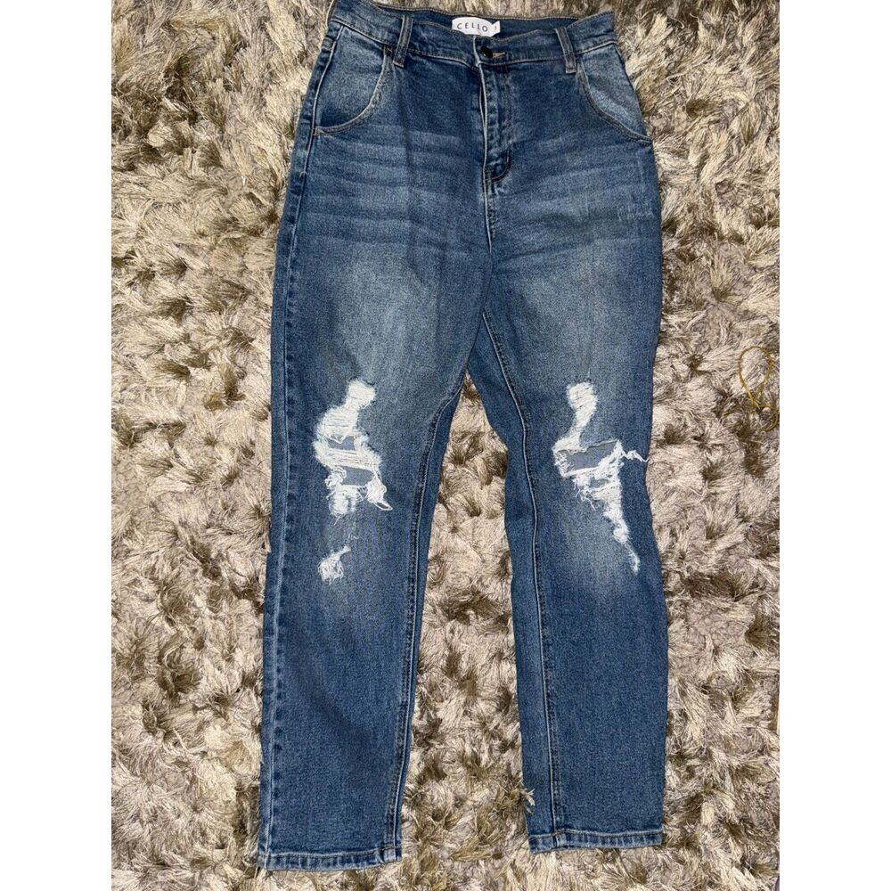 Cello Jeans Blue Ripped Mom Jeans Size 3
